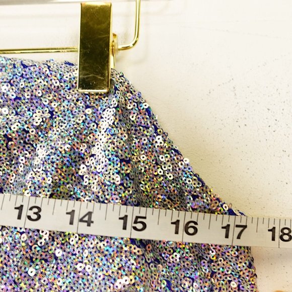 CHARLOTTE RUSSE Dress Silver Blue Bodycon Mini MEDIUM Cocktail Strapless Sparkle - Picture 4 of 9